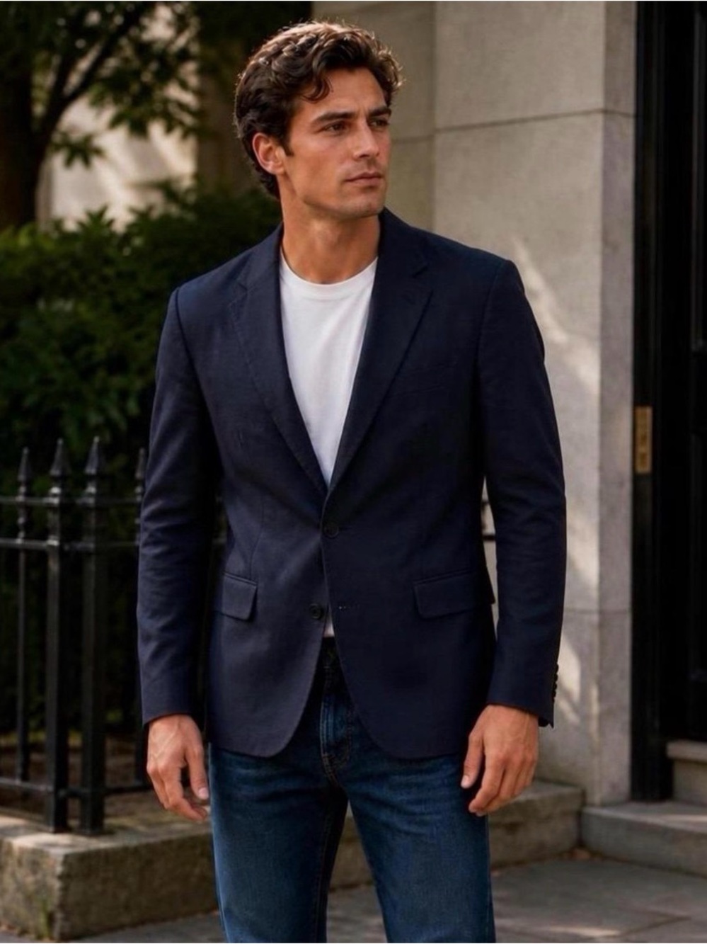 Zara Man Basic Sports Coat Jacket Blue Blazer Men’s Size 40 Two Button